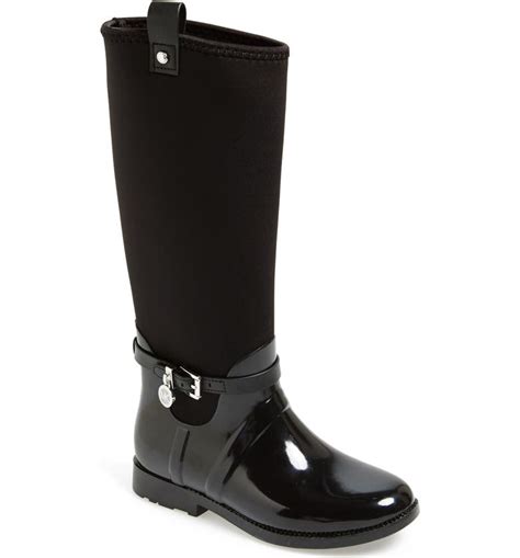 michael michael kors charm stretch tall rain boots|brown waterproof Michael Kors boots.